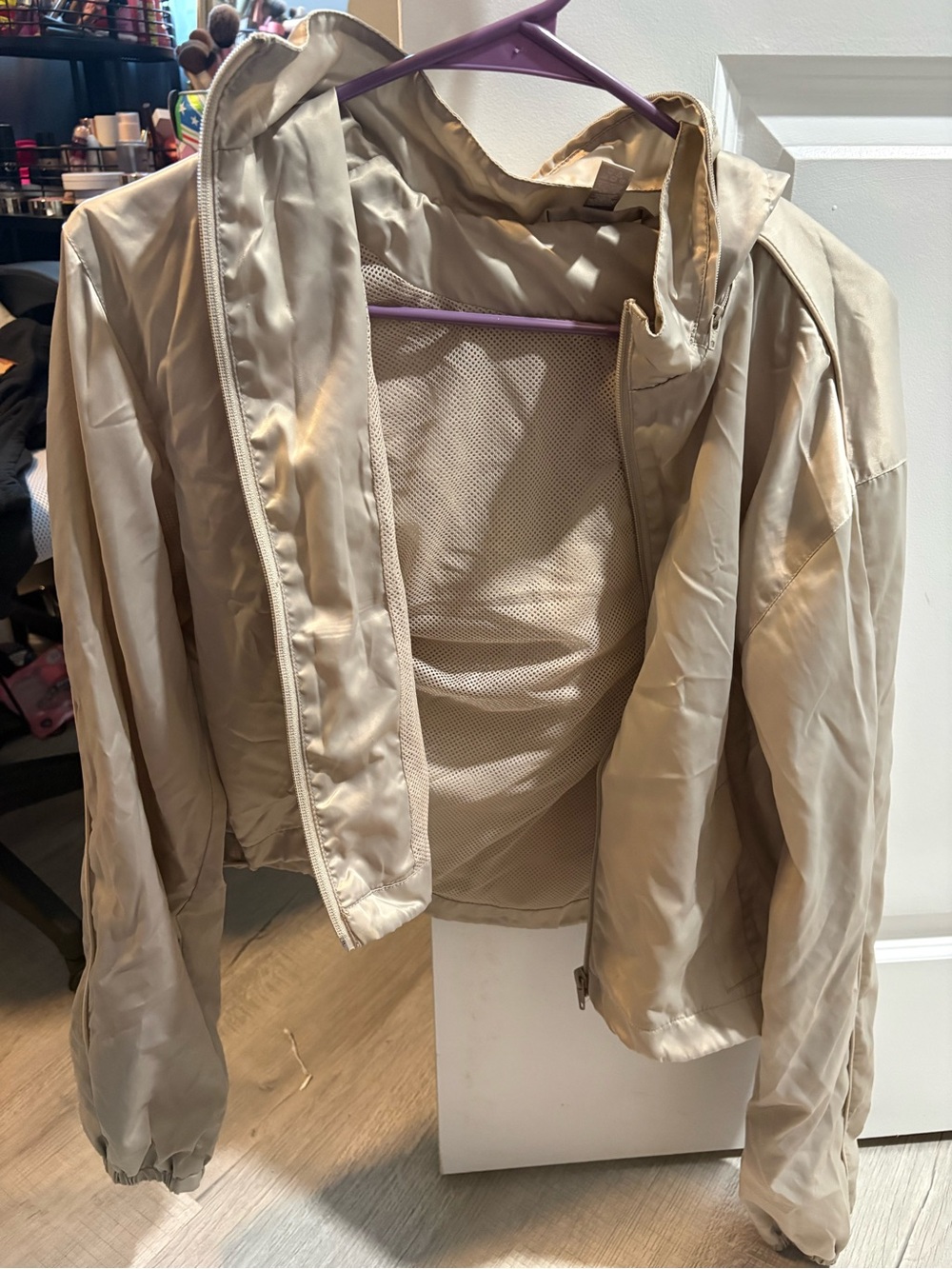 SKIMS Beige Lightweight Zip-Front Windbreaker